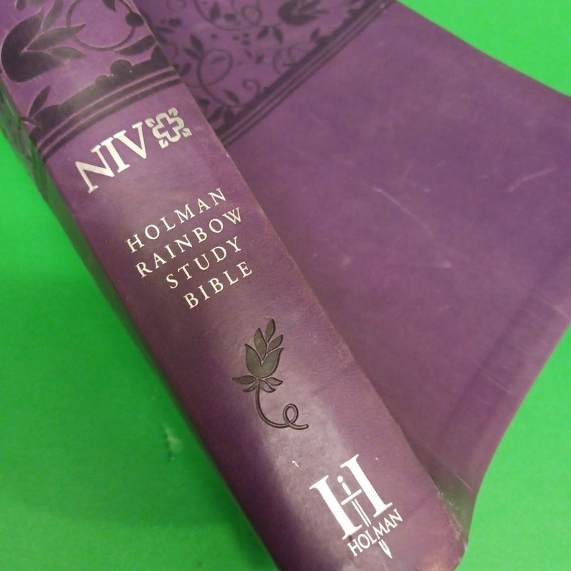 NIV Rainbow Study Bible, Purple LeatherTouch Indexed