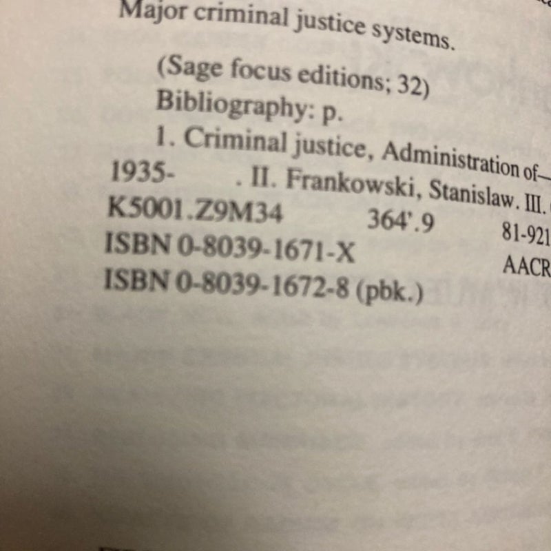 Major Criminal Justice Systems