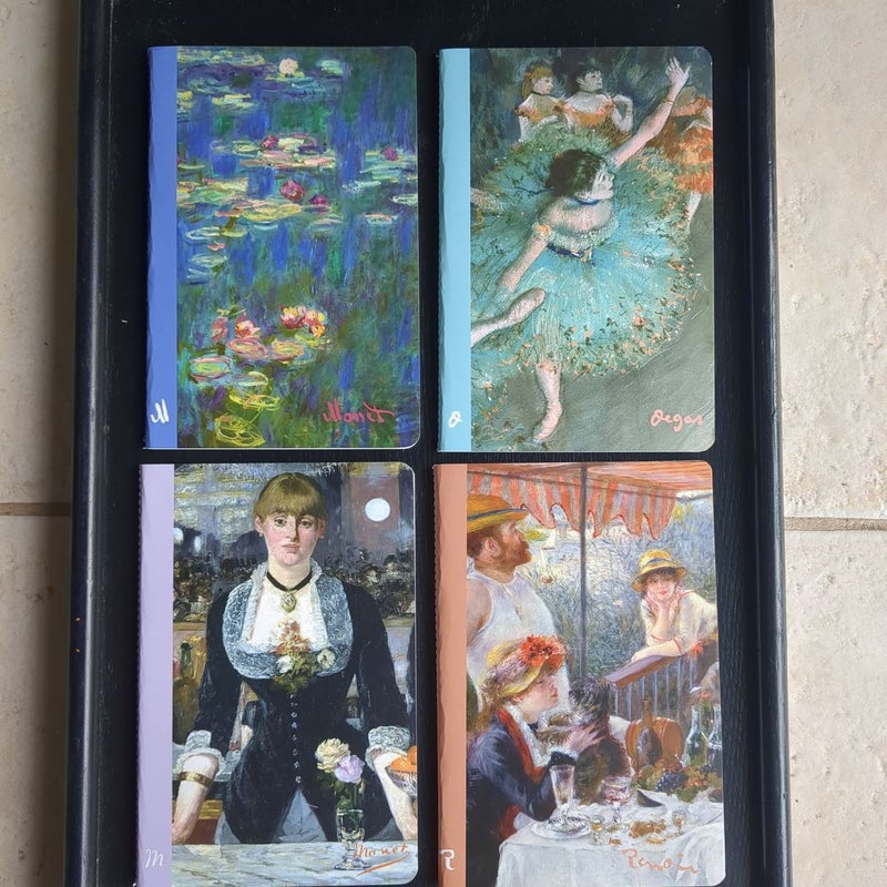 Set of 4: Impressionist art notebooks 