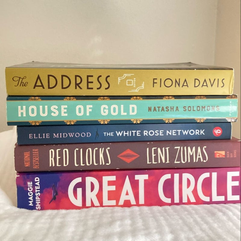 Women’s Fiction Bundle: Great Circle, The White Rose Network, Red Clocks, House of Gold, The Address