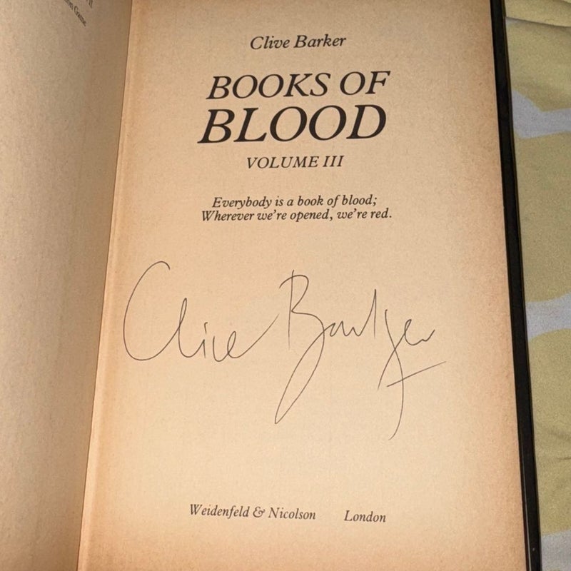 BOOKS OF BLOOD VOLUMES 1-6 SIGNED
