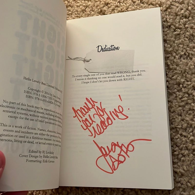 Right (Hello Lovely exclusive signed by the author)