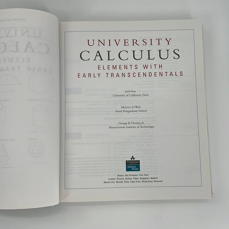 University Calculus Elements Early Transcendentals