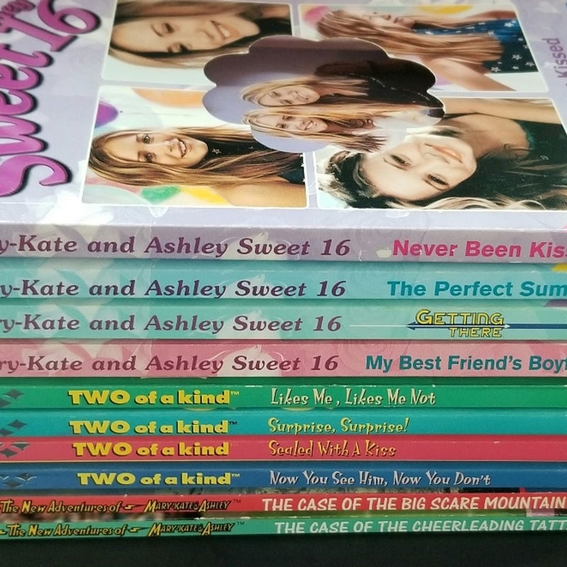MIXED LOT OF 10 MARY KATE & ASHLEY BOOKS SWEET 16, NEW ADVENTURE, TWO OF A KIND VCG!