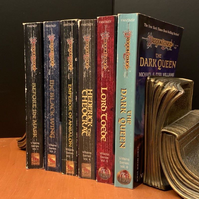 Vintage 1993 First Edition DragonLance: Complete Villains Series 1-6 Set: Before the Mask, The Black Wing, Emperor of Ansalon, Hederick the Theocrat, Lord Toede, The Dark Queen