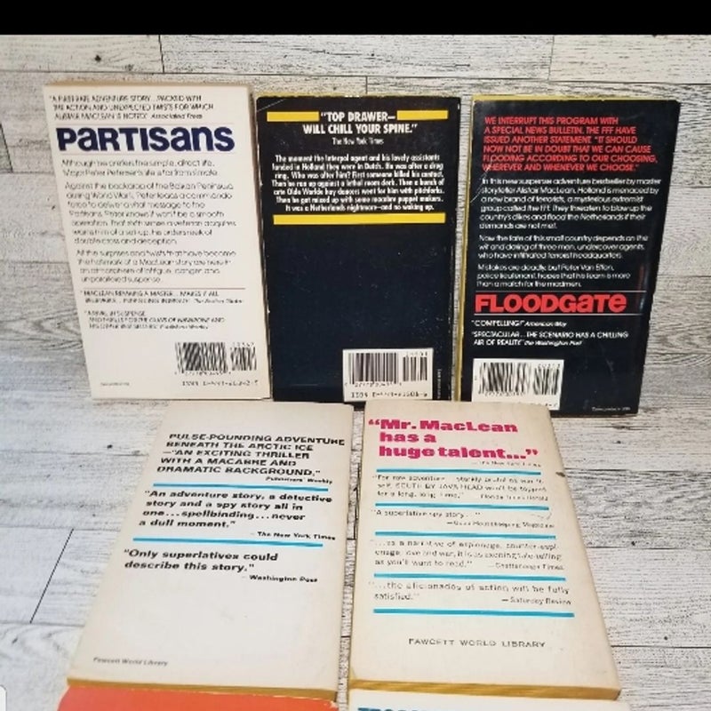 7 Alistair MacLean Mass Market Paperback Books Floodgate River of Death & MORE