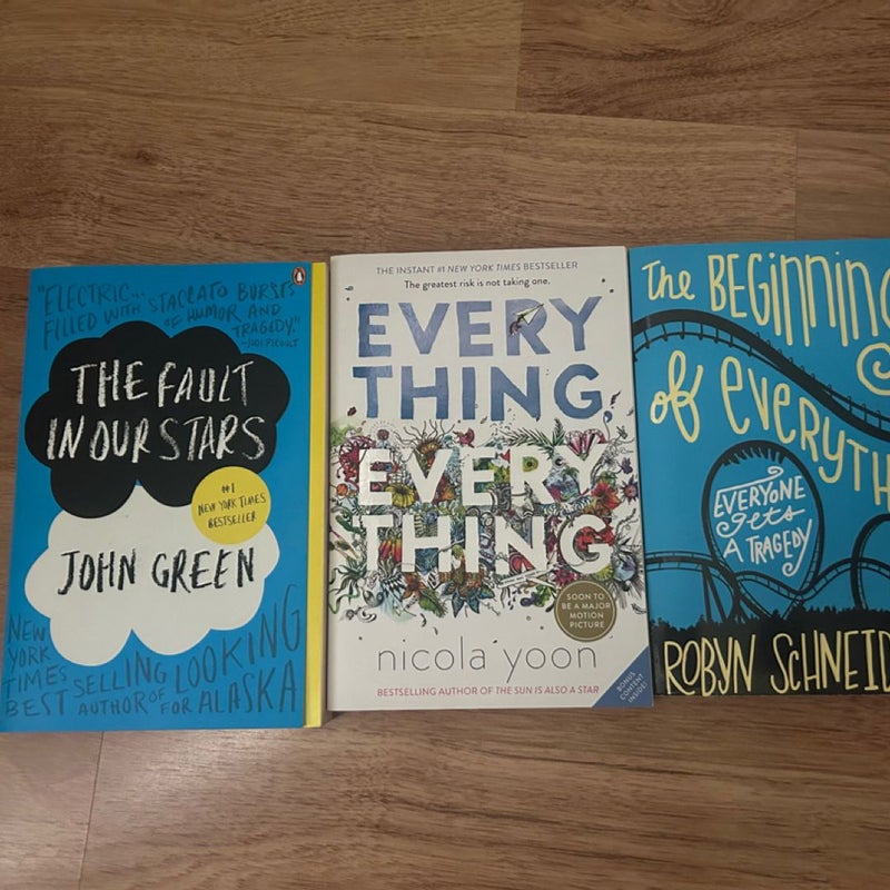 YA book bundle (The Fault in Our Stars, Everything Everything, The Beginning of Everything)