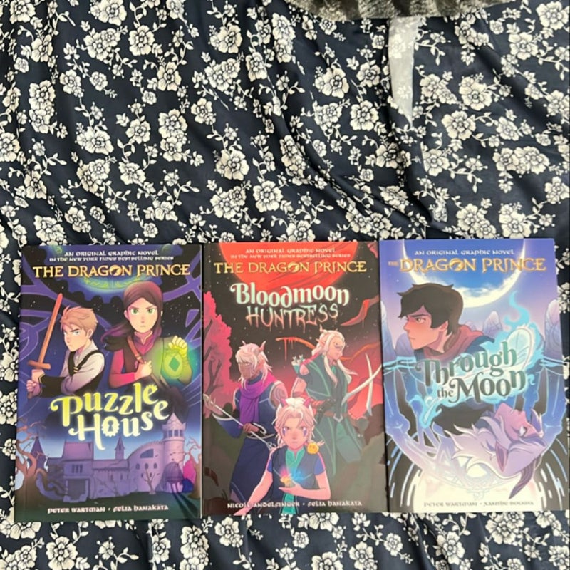 The Dragon Prince Through the Moon, Bloodmoon huntress, puzzle house (3 graphic novels) 