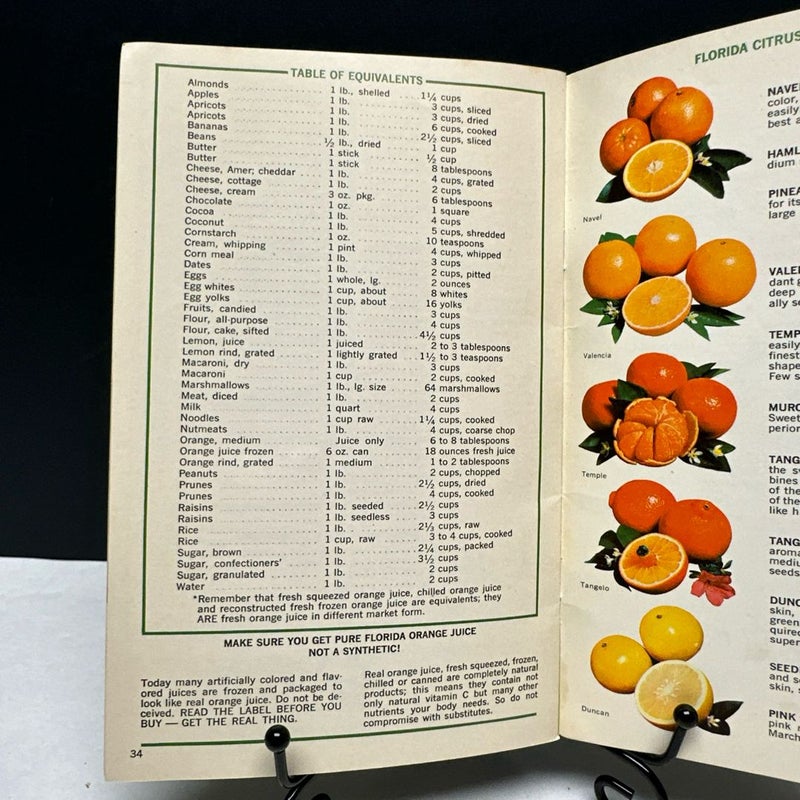 Famous Florida Chefs Favorite Citrus Recipes Vintage Cookbook Booklet W/Photos