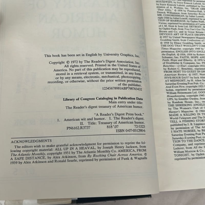 The Reader's Digest Treasury of American Humor