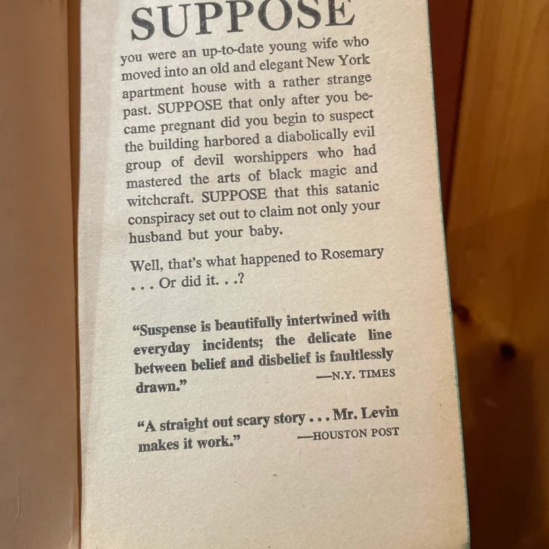 Rosemary's Baby by Ira Levin 1968 Movie Tie In Edition Vintage Paperback Horror Classic 