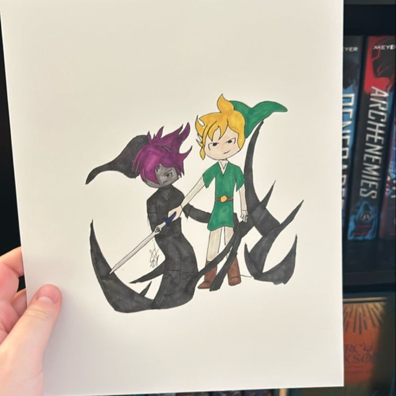 Hand drawn link and dark link print