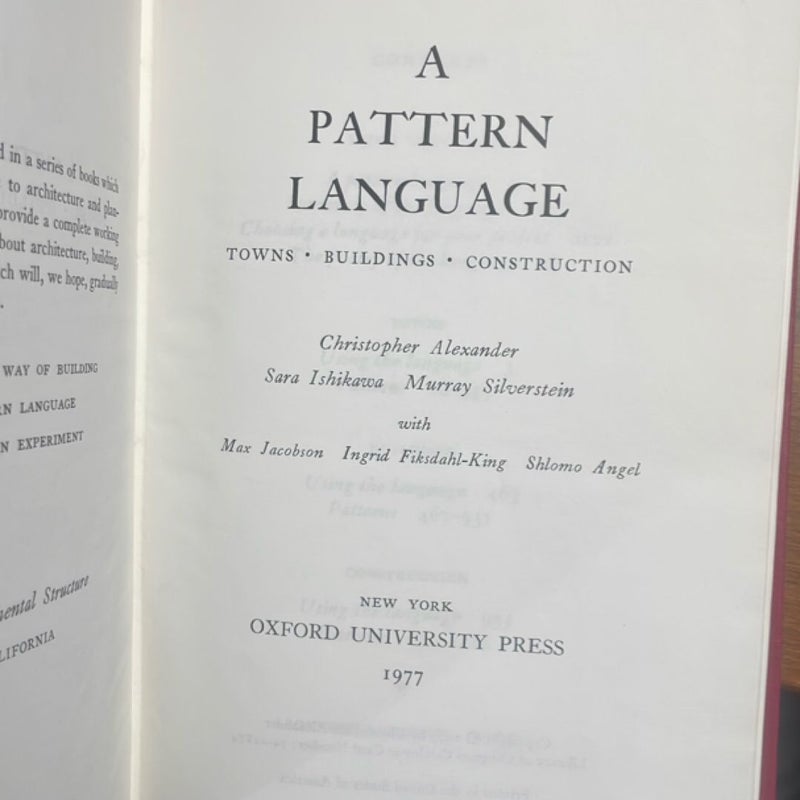 A Pattern Language; Towns, Buildings, Construction (1977)