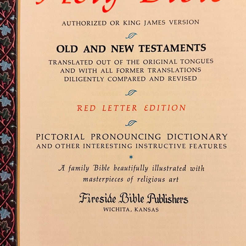 Holy Bible 1970 Vintage old and New Testament red letter edition fireside Bible publishers  authorized or King James Version