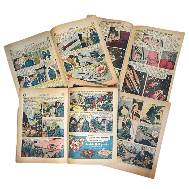 Vintage Space Sci-Fi Comic Lot Coverless Remaindered Set of 7 DC Charlton Comics