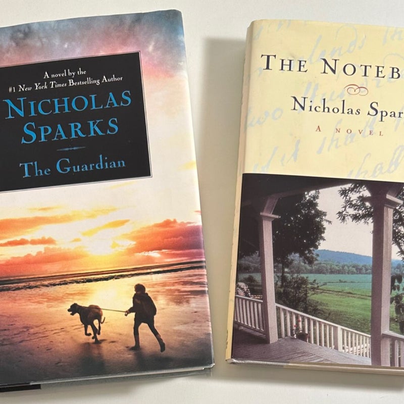 Nicholas Sparks 2 Book Bundle. 1996 The Notebook & 2003 The Guardian Hardcovers