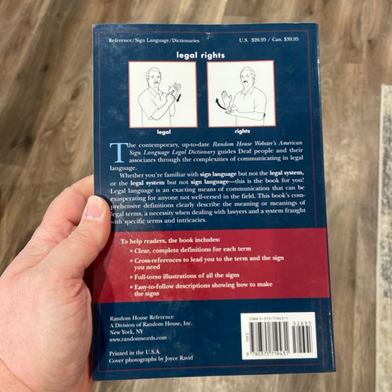 Random House Webster's American Sign Language Legal Dictionary by ...
