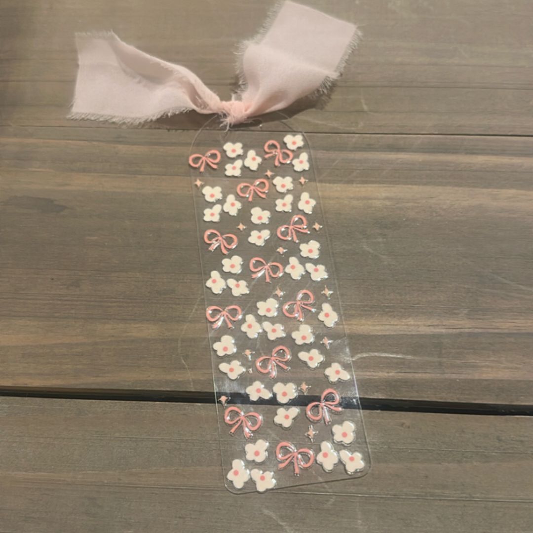 White flowers 🤍🌸 + pink ribbons 🎀