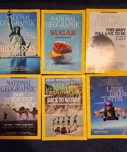 6 National Geographic magazines 