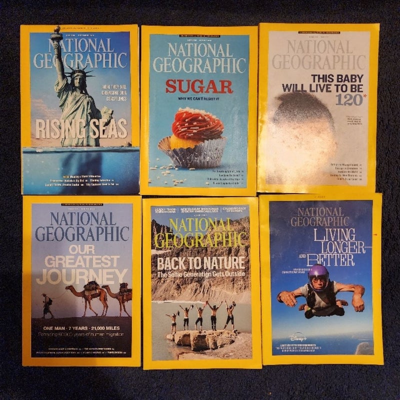 6 National Geographic magazines 