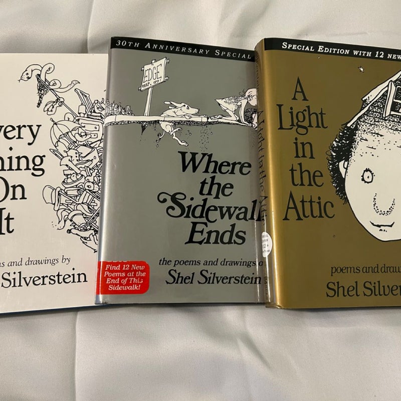 LOT OF 3! Shel Silverstein Light in the Attic/ Where the sidewalk ends 