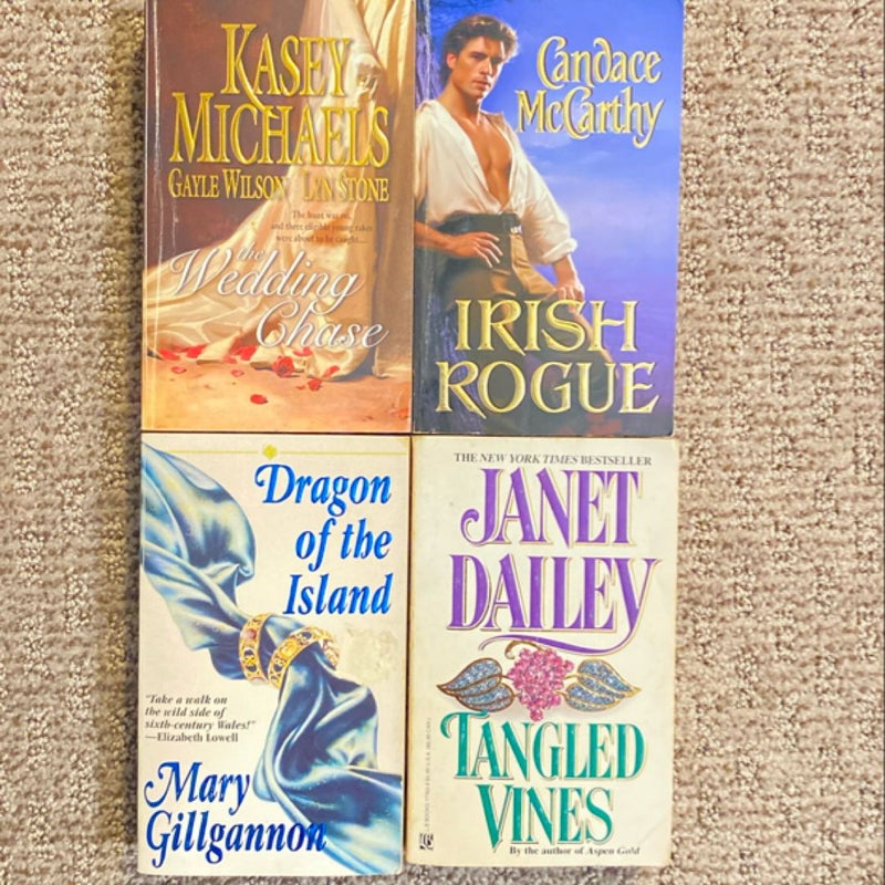 Romance Novels: The Wedding Chase/Irish Rogue/Dragon of the Island/Tangled Vines