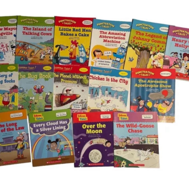 15 SCHOLASTIC English Books: 4 Grammar Tales, 7 Punctuation Tales, 4 Idiom Tales