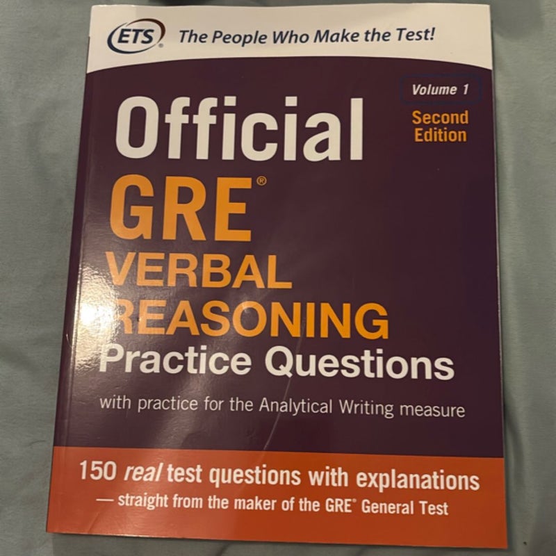 Official GRE Verbal Reasoning Practice Questions, Second Edition, Volume 1