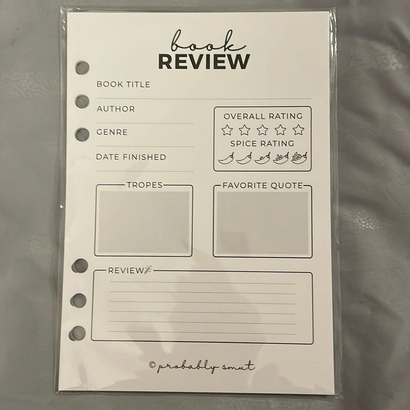 Book Review Sheets