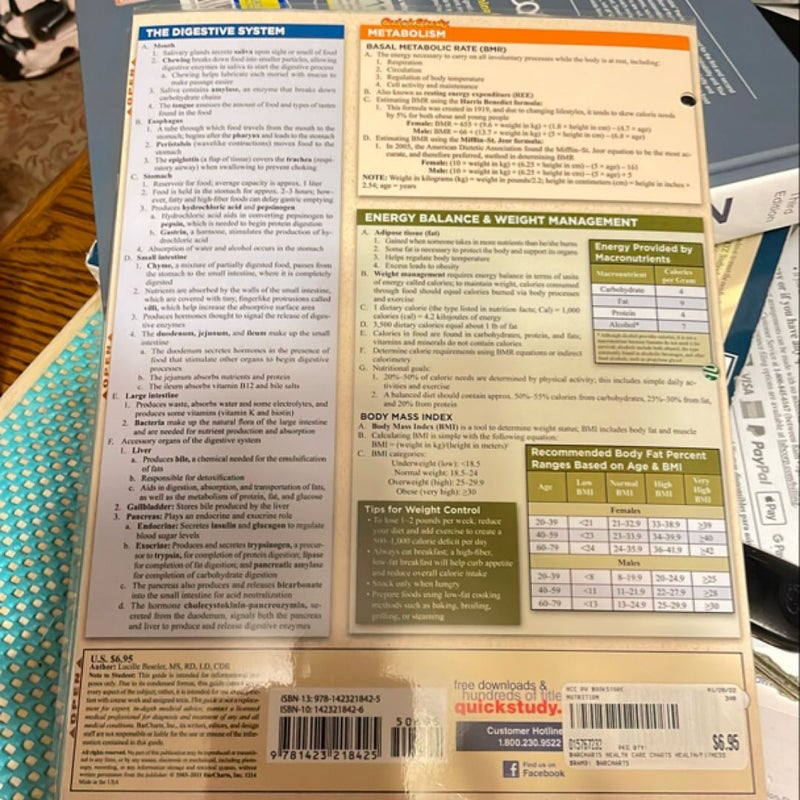 quick reference guide by bar charts Inc. Nutrition quick reference guide by bar charts Inc. bc