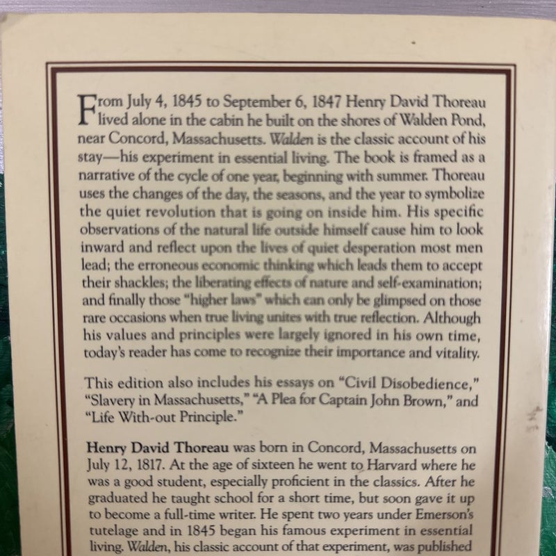 Classics: “Walden and Other Writings, Henry David Thoreau