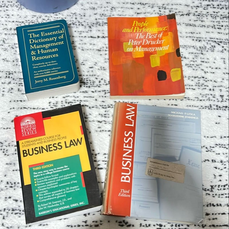  4 books !!Business Law and essential dictionary of Management and HR