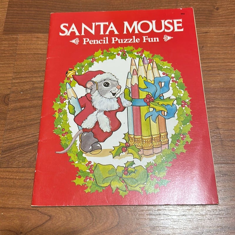 Vintage 1984- Santa Mouse Pencil, Puzzle and Fun 