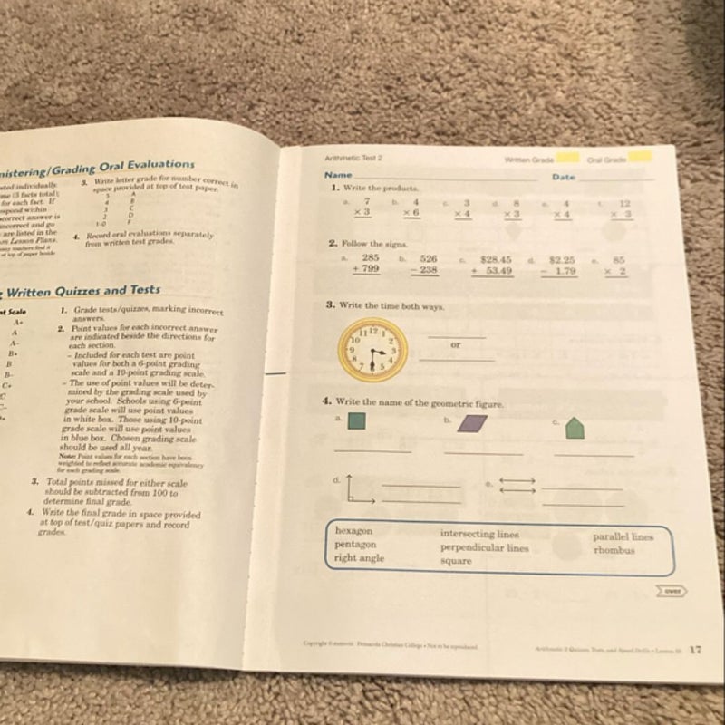 Arithmetic 3 Quizzes, Tests & Speed Drills