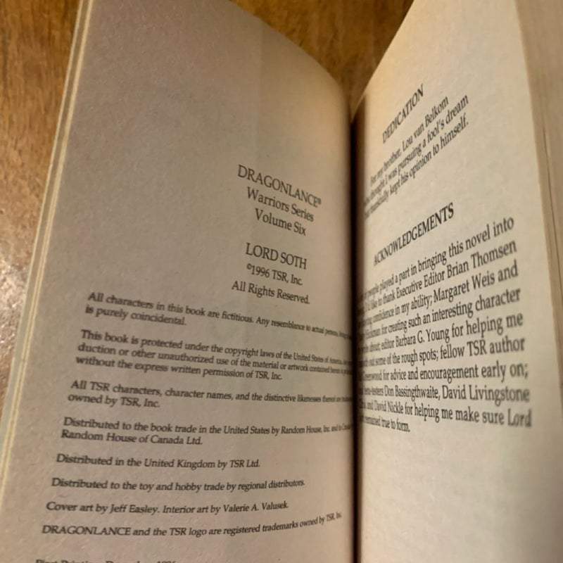 DragonLance: Lord Soth, Warriors 6, First Edition First Printing