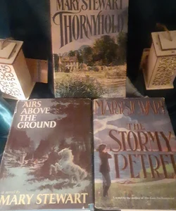 hardcover Mary Stewart romance book lot,THORNYHOLD, STORMY PETREL, AIRS ABOVE THE GROUND
