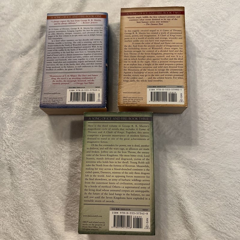 A Game of Thrones books 1-3 massmarket