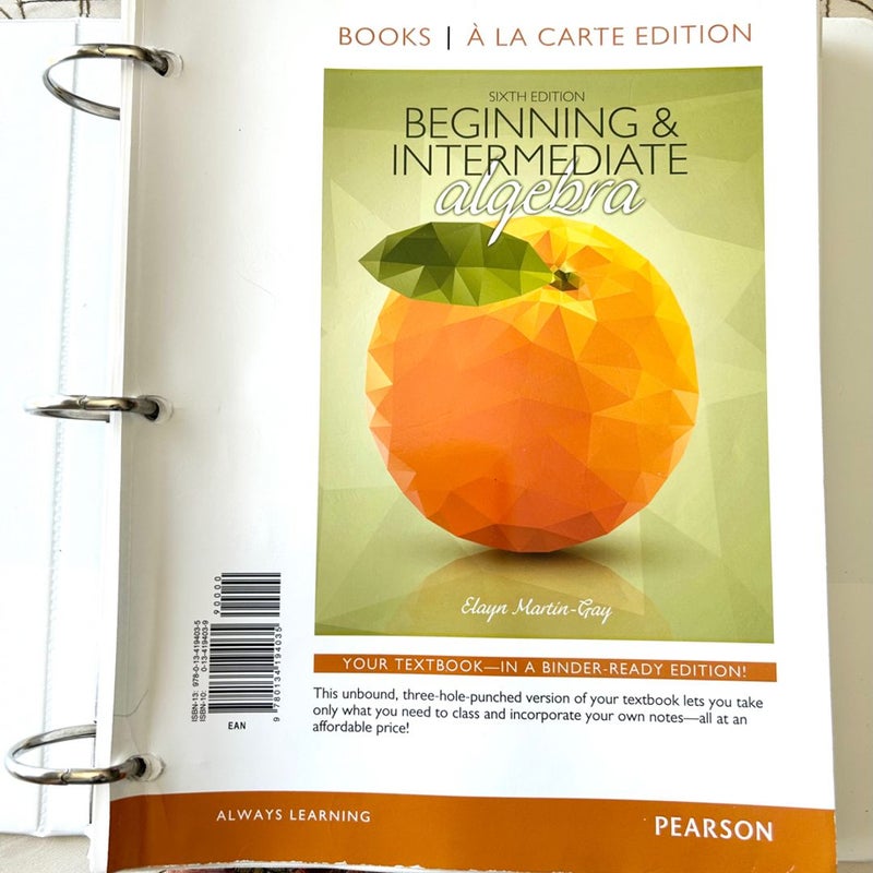 Beginning and Intermediate Algebra, Books a la Carte Edition