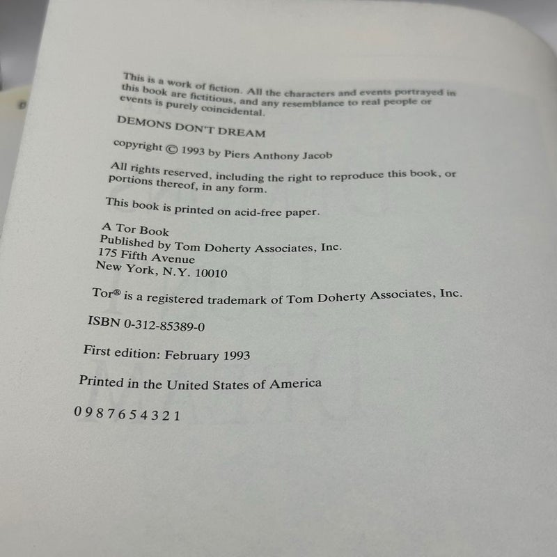 Demons Don't Dream (1st edition 1st print)