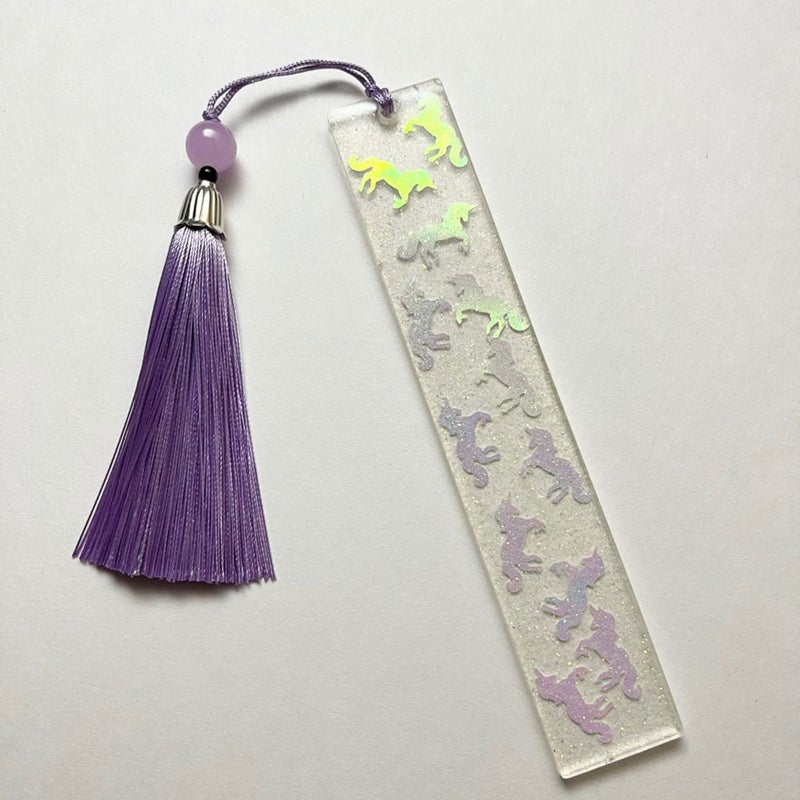 Resin Bookmark with Unicorn Sequins