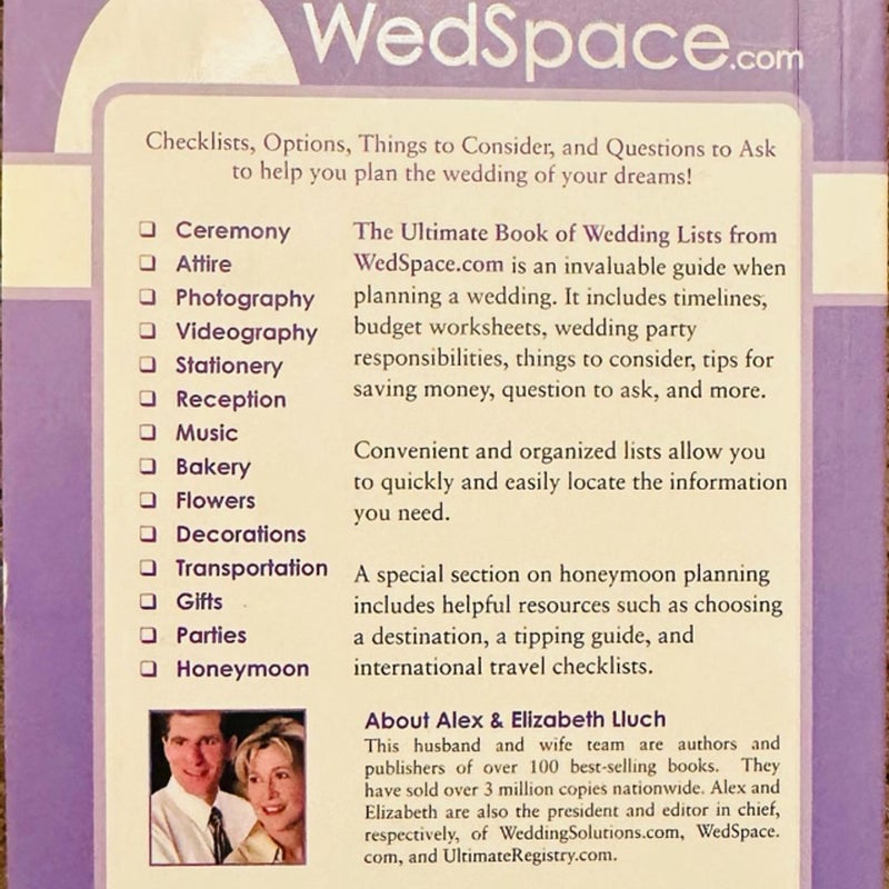 The Ultimate Book of Wedding Lists from WedSpace. com