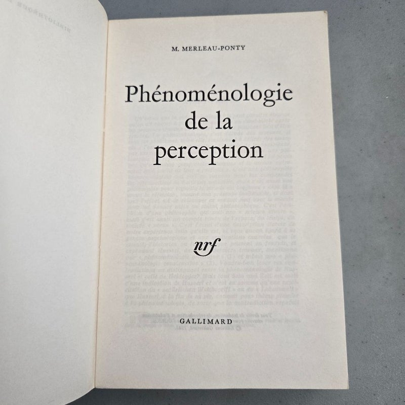 Phenomenologie de la perception