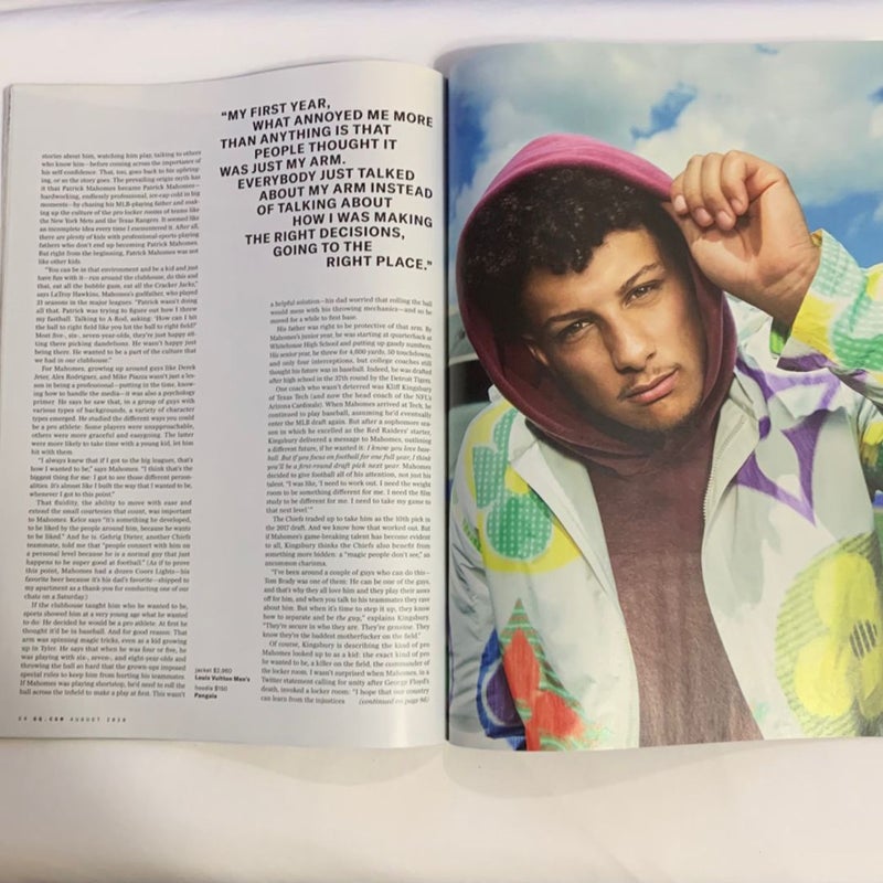 GQ Patrick Mahomes “The New Leader of The NFL”Issue August 2020 Magazine 