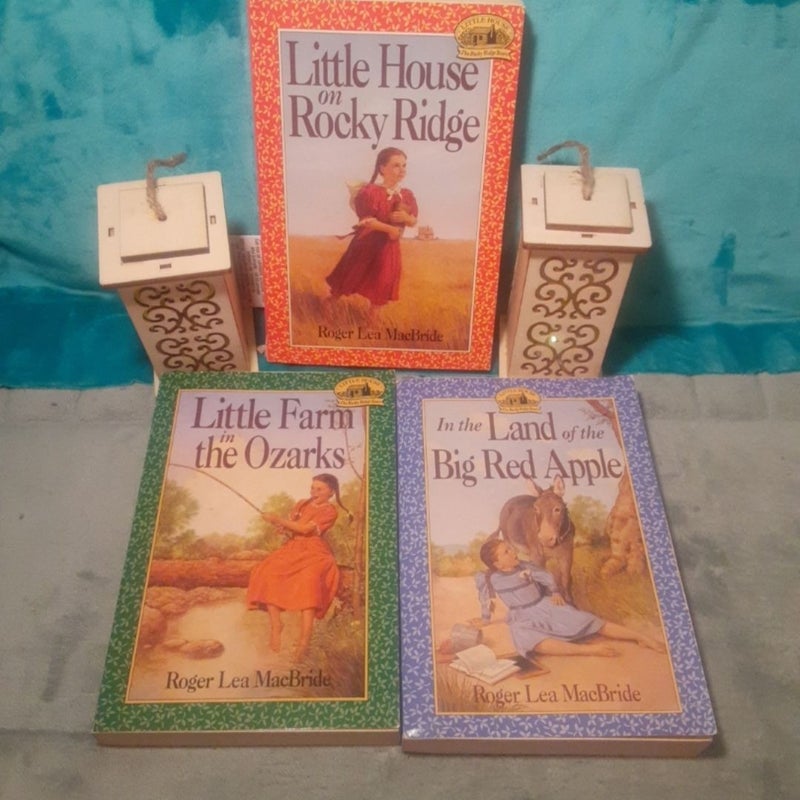 Little House : The Rocky Ridge Years (Rose years) 6 Book Set By Roger Lea MacBride.

All 1st editions!

All paperbacks with cover wear, creases on covers / spines. A few have small spine rips or names/stickers in them. In good shae =)


Little House on Rocky Ridge - small spine rip.


Little Farm in the Ozarks.


In the Land of the Big Red Apple - sticker on inner back cover.


On the Other Side of the Hill - tiny spine rip.


Little Town in the Ozarks - sticker on inner cover.


New Dawn on Rocky Ridge - name & sticker on inner covers.

