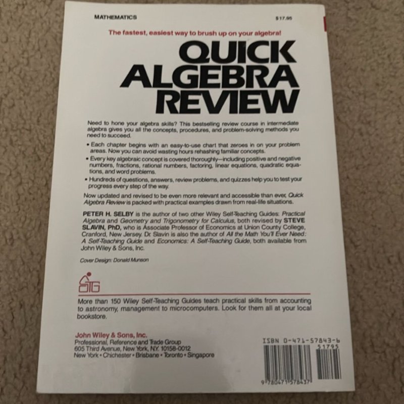 Quick Algebra Review by Peter H. Selby, Steve Slavin