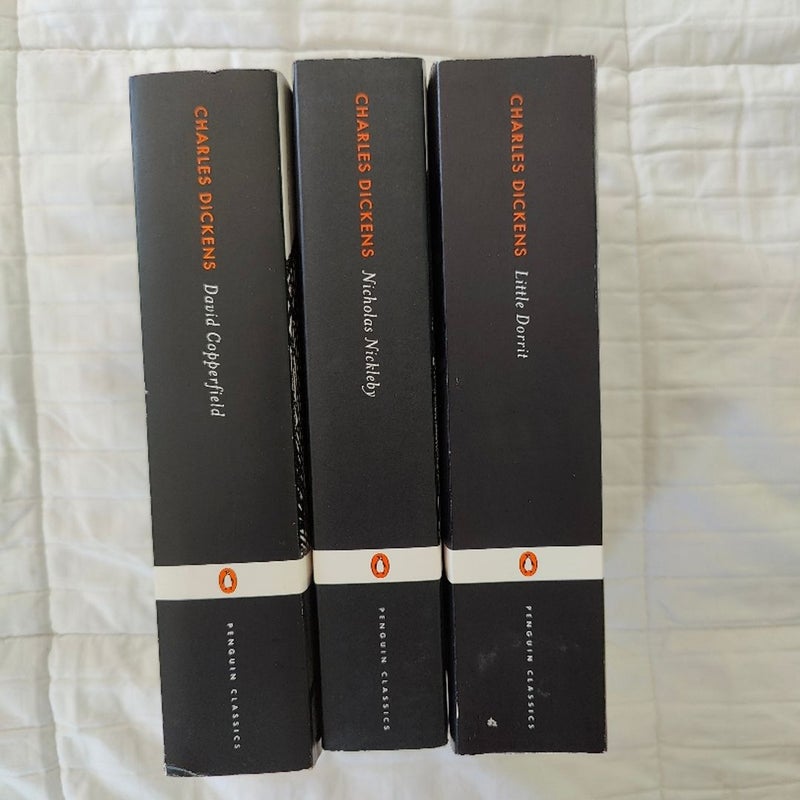 3 Penguin Classics, Charles Dickens: Little Dorrit, Nicholas Nickleby, David Copperfield