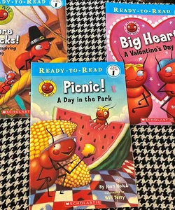 3 book Ant Hill bundle: Picnic! A Day in the Park, More Snacks! A Thanksgiving Play, Big Heart! A Valentine’s Day Tale