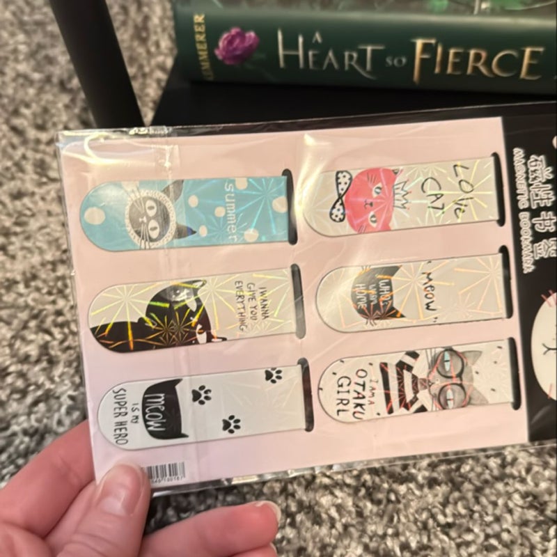 Cat cafe magnetic bookmarks set of 6 