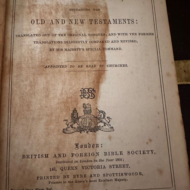 Holy bible 1804 Antique Clasp Hard Cover Book