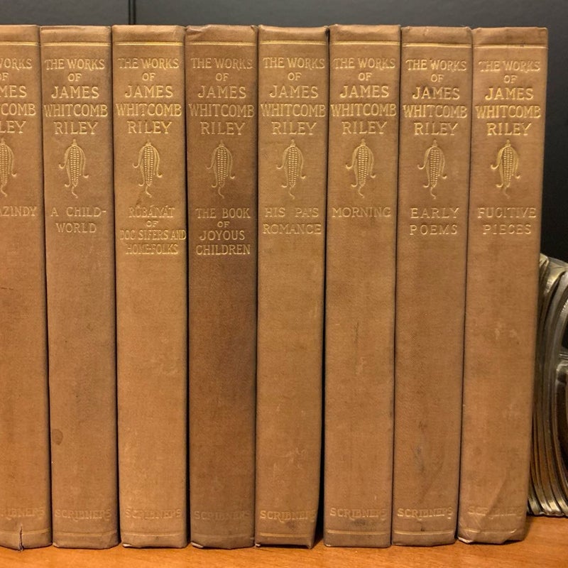 The Works of James Whitcomb Riley, Complete 16 Volume Vintage 1915 Homestead Scribner’s Set